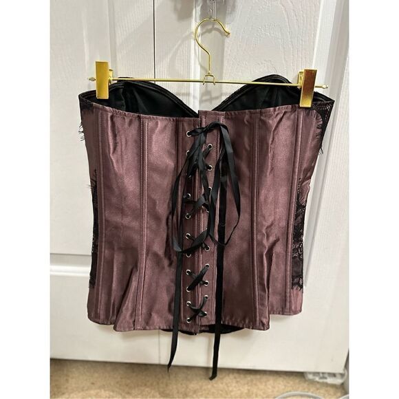 Adore me purple and black lace corset and panties - Picture 2 of 5